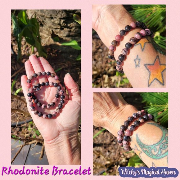Rhodonite Gemstone Beaded Bracelets - Picture 1 of 9